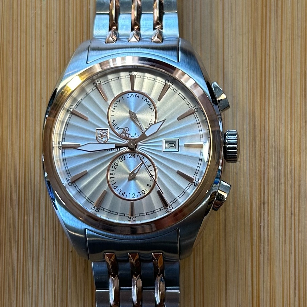 S Coifman Watch With 44mm Silver Face & Silver & RoseGold 2 Tone Bracele…